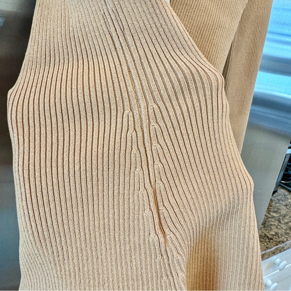 NWT Staud Craftsman Sweater Camel Tan Beige Off Shoulder camel Carmel button up - Picture 8 of 15